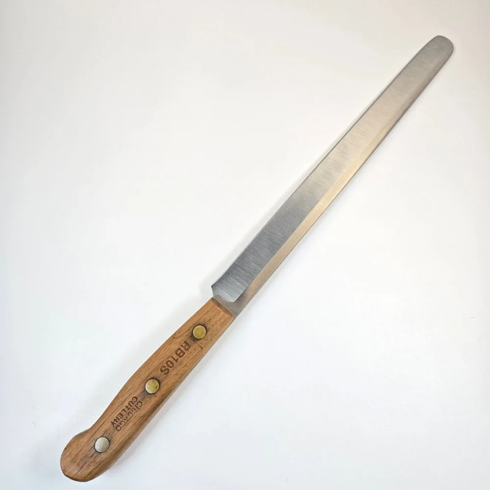 Chicago Cutlery RB10S Slicer Knife Walnut Wood Handle Stainless Steel 10 inch
